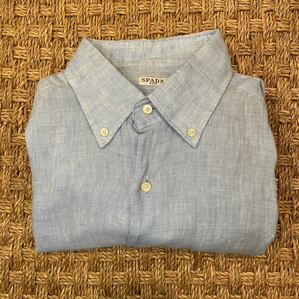 Spada Roma Men’s Light Blue Linen Button Up Shirt